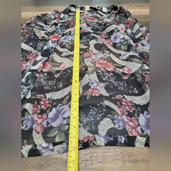 Victoria’s Secret Gold Label Vintage 90’s Sheer Black Floral Print Kimono Robe - Picture 8 of 8